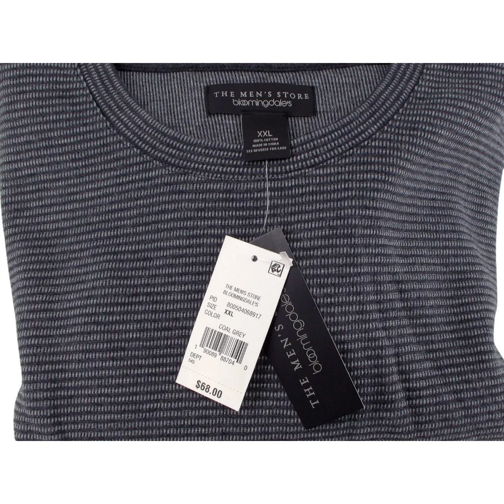 The Men's‎ Store Bloomingdale's Micro Stripe Long-Sleeve Tee Crew Neck Gray XXL